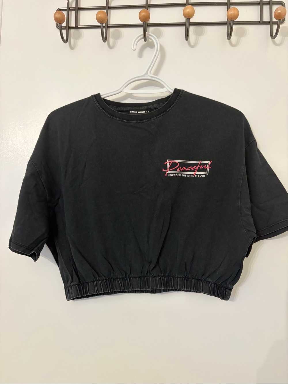 Peaceful Black Cropped Tee - Women’s Crop Top